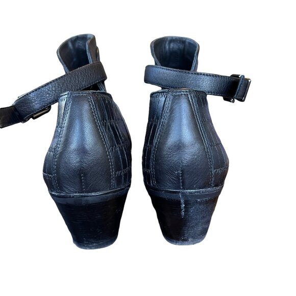 Via Spiga Soft Leather Black Ankle Block Chunky Heel Boots 10 - Picture 5 of 11